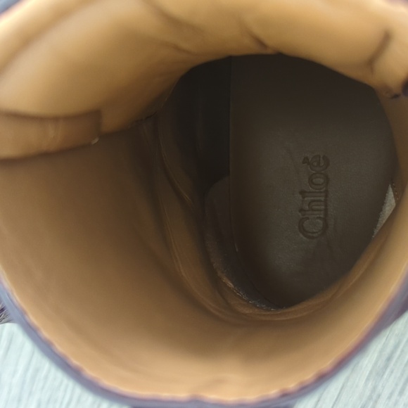 Chloe Women's Burgundy Leather Combat Boots 39.5 - Picture 6 of 7